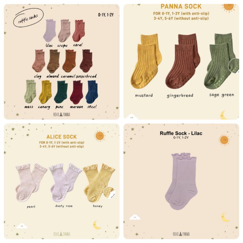 BohoBaby Alice Sock / Boho Panna Socks Kaos Kaki BohoPanna Bayi/ Ruffle Socks Anak Anti Slip