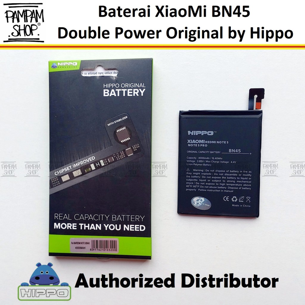 Baterai Hippo Double Power Original XiaoMi Redmi Note 5 Pro BN45 Batre Batrai Battery Dual Handphone