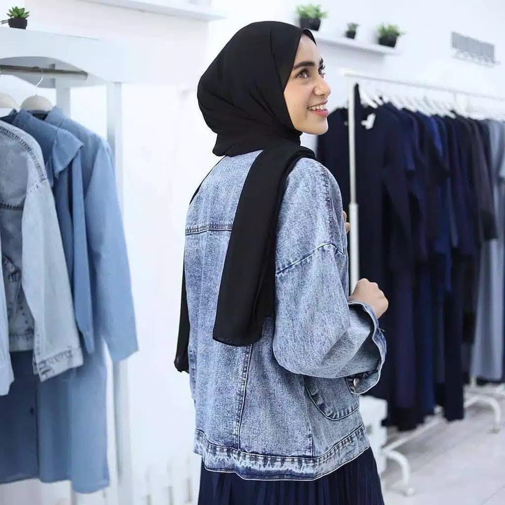 Reza Jaket Jeans Ori Oversize LD 120 Jacket Reza Jaket Jeans Wanita