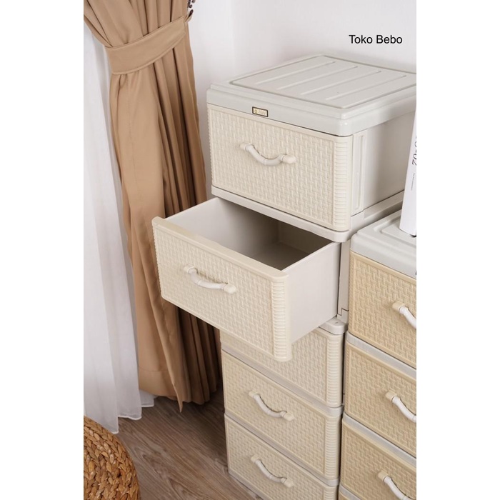 Lemari Plastik 5 Susun Motif Rotan