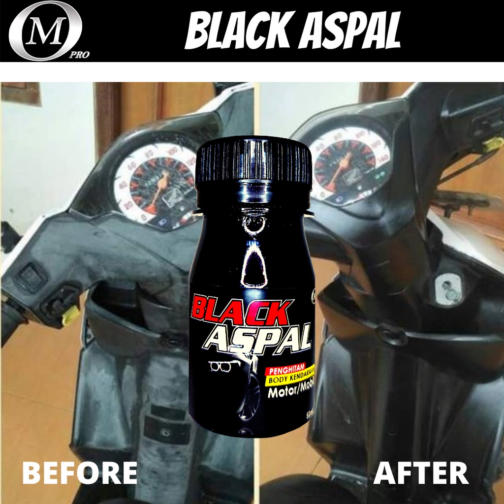 BLACK ASPAL Penghitam Body Motor Mobil Permanen Bonus Busa dan Sarung Tangan