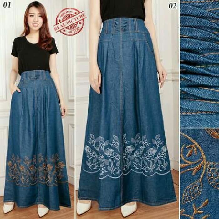 Rok Maxi Jeans Rok Panjang Wanita Novita - Putih- Fit To L