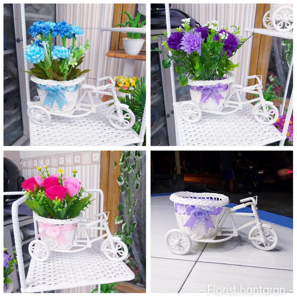 Bunga Artificial Bunga Palsu Becak Mawar Kuning Dekorasi Rumah