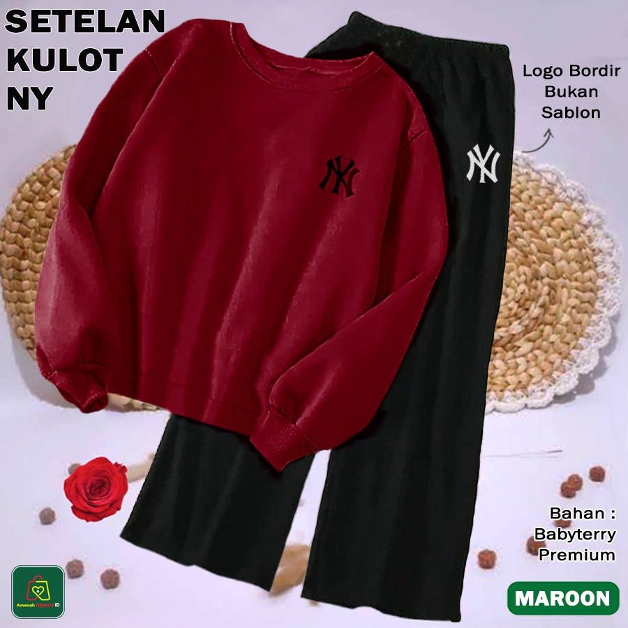 Baju Setelan Wanita KULOT NY Pakaian Perempuan Trendi Kekinian Size XL / 28453