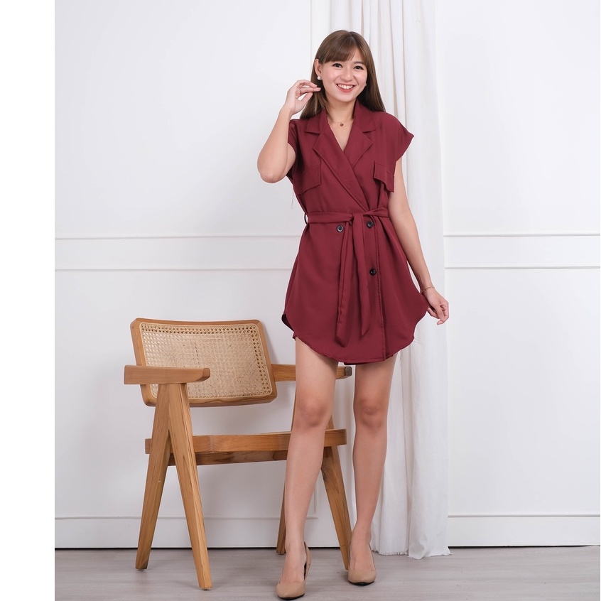 744 SKL // Set cewe fashion // atasan dan celana // Styletowear-Maroon