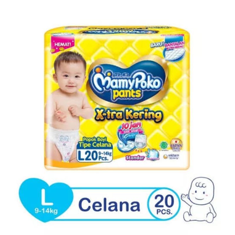 MamyPoko Pants Standar L20 / Popok Celana / Popok Sekali Pakai / Popok MamyPoko