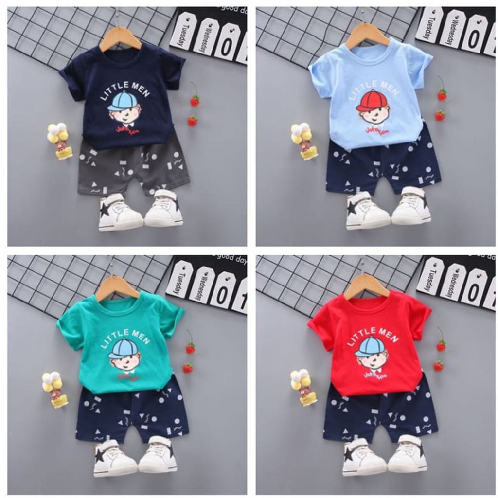 Spidey &amp; Cat / Little men Baju Setelan Kaos Celana Pergi Jalan Lucu Fashion Anak Bayi Cowok Laki Terlaris Lucu Impo