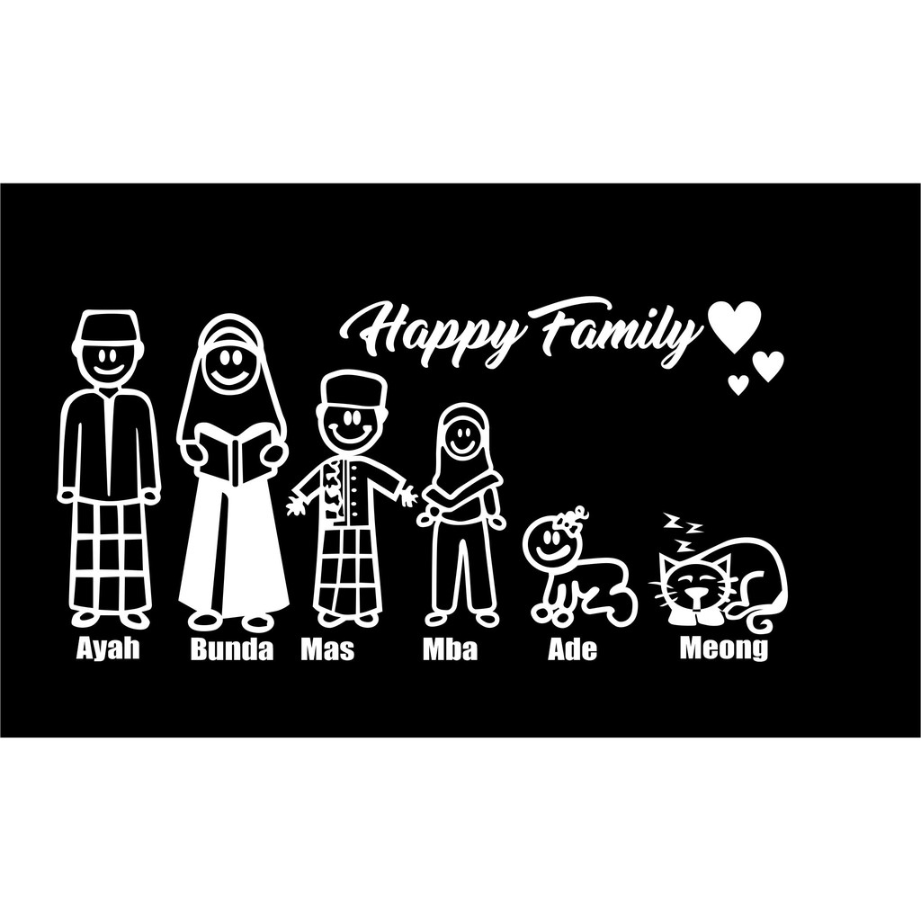 STIKER CUTTING STICKER KACA BELAKANG MOBIL- HAPPY FAMILY