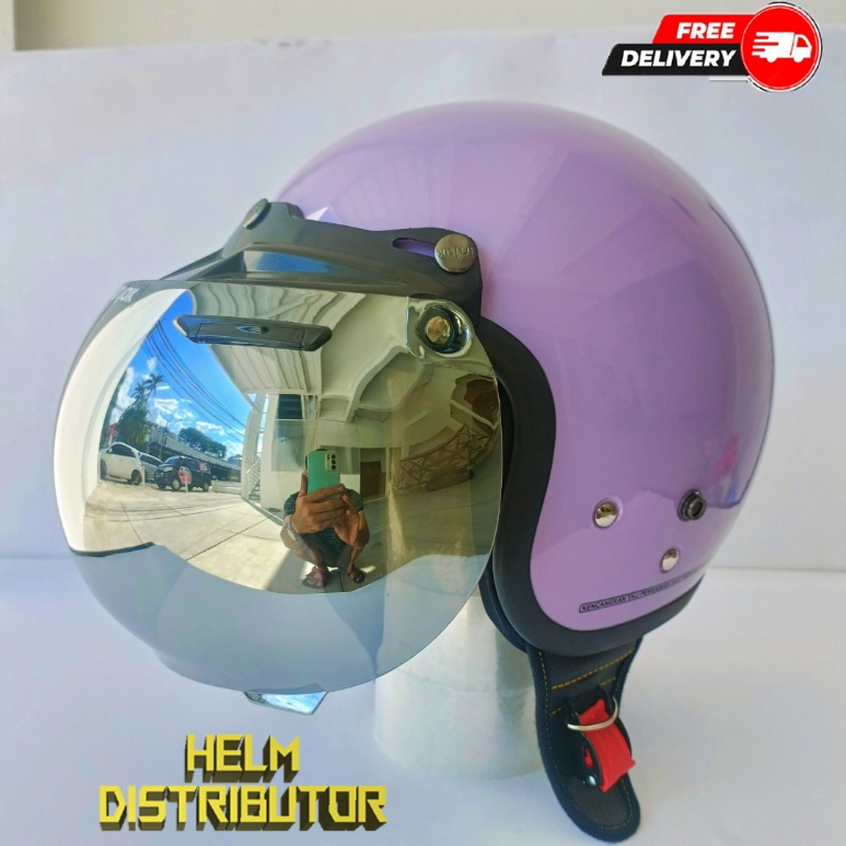 HELM BOGO RETRO DEWASA KUALITAS PREMIUM KACA CEMBUNG FULL LEHER UNTUK PRIA DAN WANITA SNI (COD)