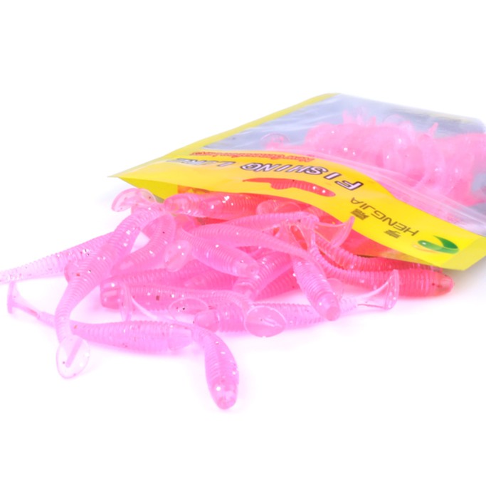 HENGJIA Panas 50pcs/bag 5cm Umpan Soft Cacing Softworm Pancing Lifelike Lunak Locust Fishing Lure