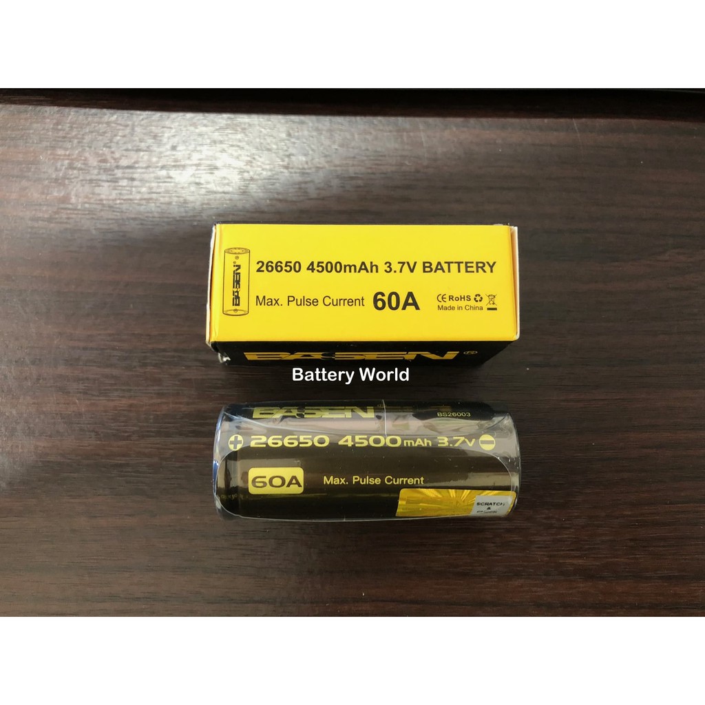 Battery Baterai Batere 26650 BASEN 4500mAh 60A ORIGINAL (bukan AWT)