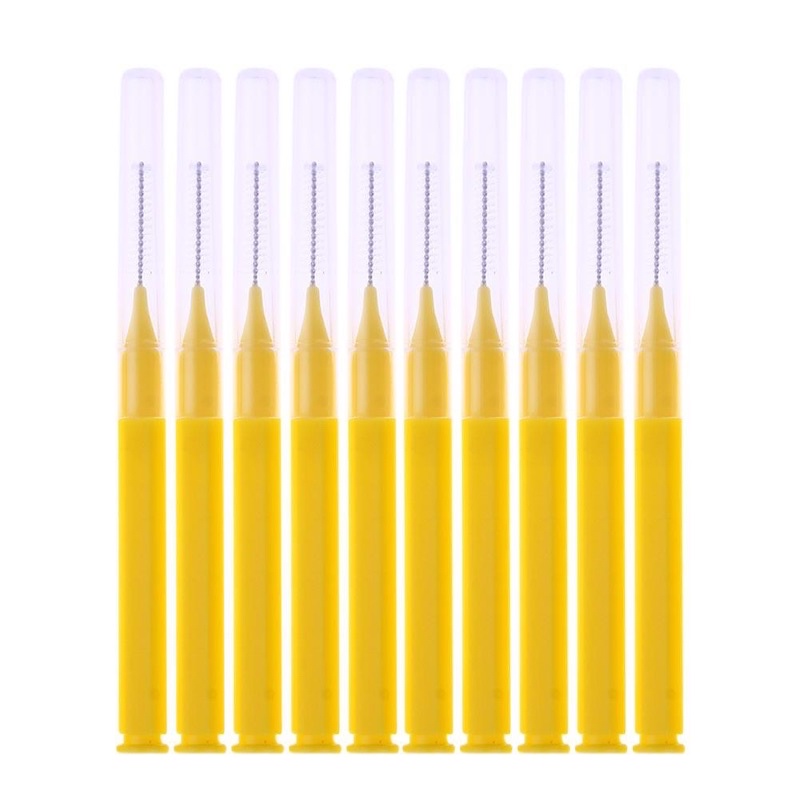 INTERDENTAL BRUSH YELLOW PURPLE PINK GREEN BLUE - Sikat sela behel gigi high quality - dental floss benang sela celah