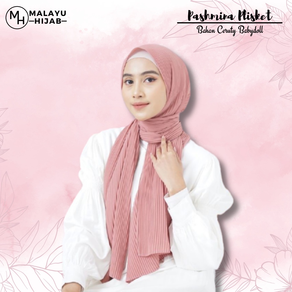 MALAYU HIJAB Kerudung Hijab Jilbab Pashmina Pasmina Plisket ceruty baby doll Fashion Muslim Wanita W