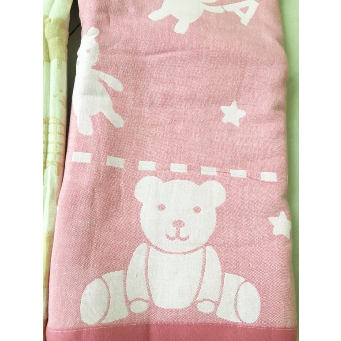 Selimut Dewasa Selimut Katun Jepang Lembut Bear Domba 150x200cm 700gr/pcs - Bear, Merah Muda(Q6G0) B