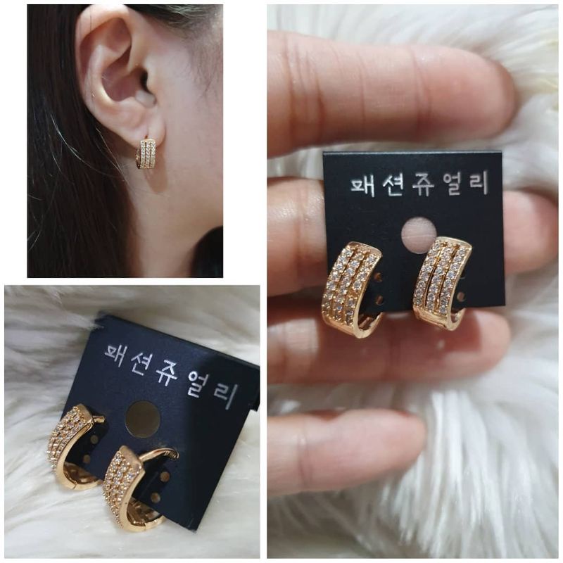 Anting Silver925 Perak mata Kilau Platgold mata kilau Model Hoops anting Zircone silver925 Perak Anti Karat anti alergi berlian kilap 007