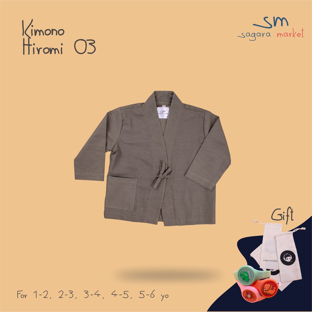 Kimono cardigan HIJAU ARMY blazer anak bahan linen premium laki - laki perempuan