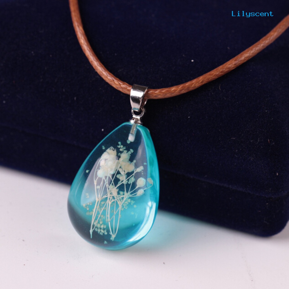 Kalung Liontin Bunga Kering Glow in The Dark Untuk Wanita