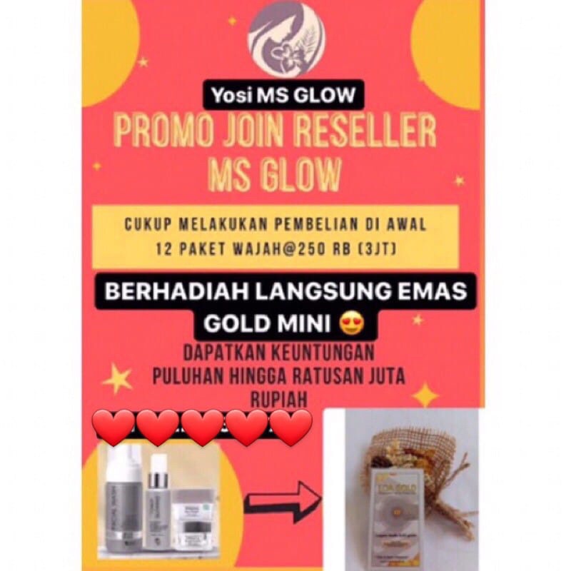 Join Reseller 12 Paket Ms Glow / FREE EMAS GOLD MINI/ Free Id Card Members Pusat / Daftar Reseller R