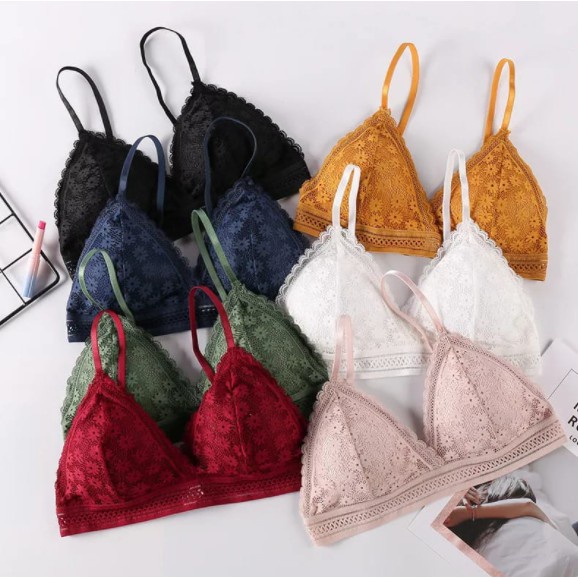 𝐄𝐁𝐒 ✅ PW095 Bra Busa Wanita Bahan Lace Lembut Cantik Seksi Tanpa Kawat Import COD