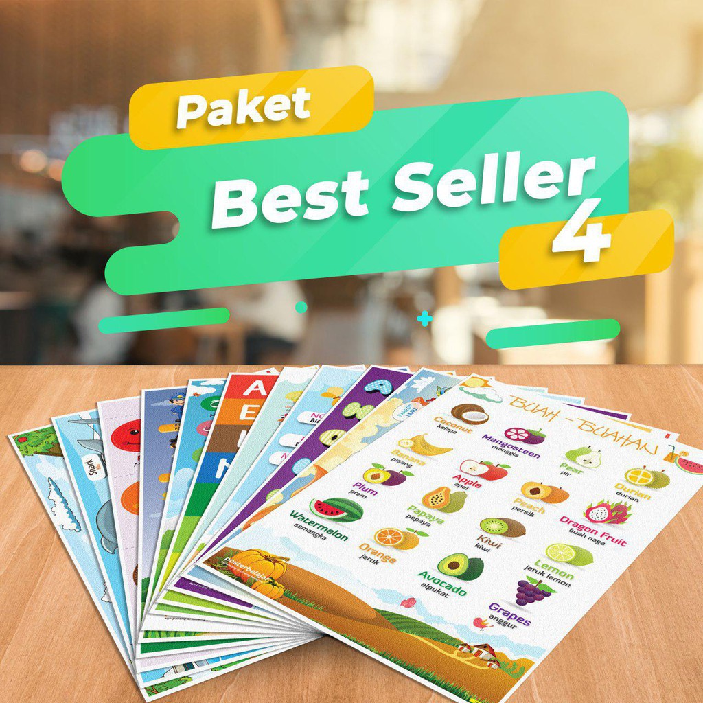 PAKET 4 BEST SELLER POSBEL Poster Belajar  Pendidikan untuk  