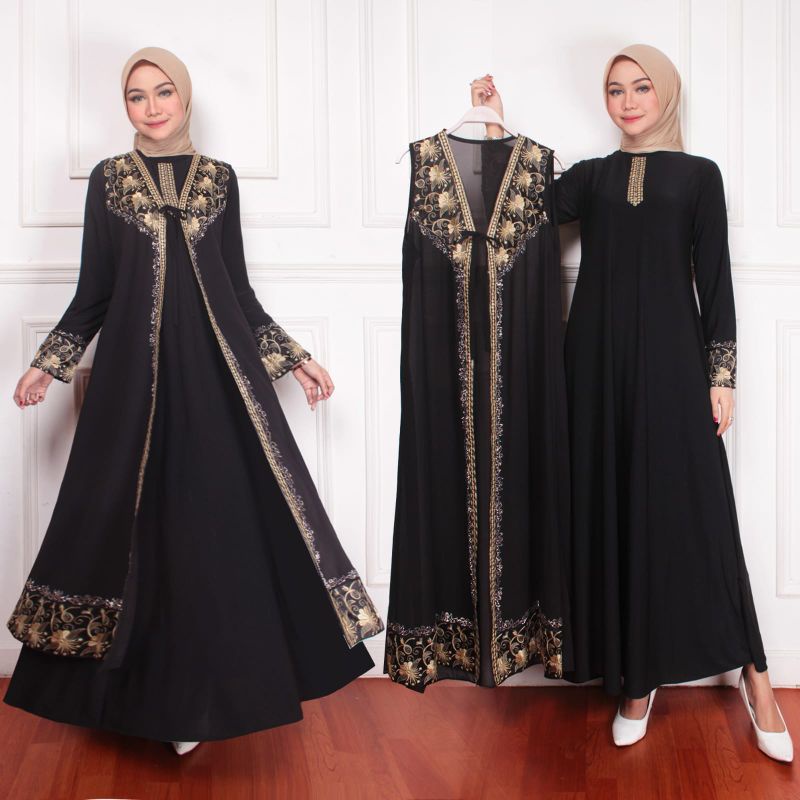 ABAYA GAMIS TURKEY ROMPI HITAM TERBARU SIMPLE NAN MEWAH