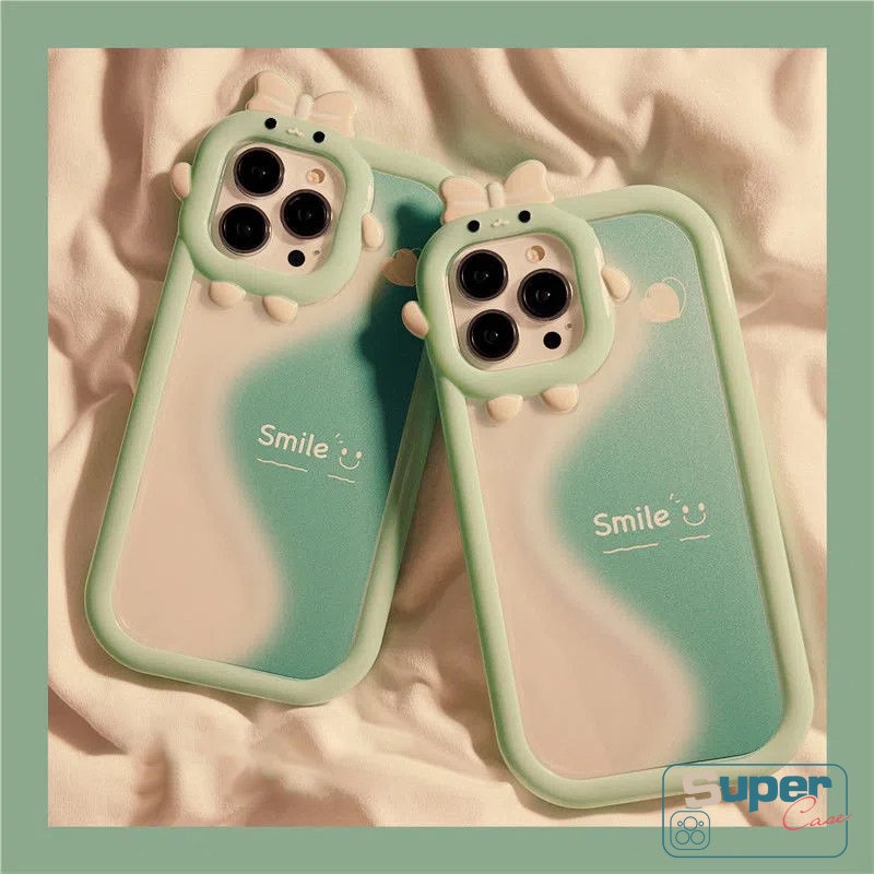 Case Samsung A32 A04 A14 A04E A12 A23 A50s A30s A22 A03 A52s A31 A13 A03s A53 A52 A53 A51 M22 A21s A33 A73 A02s A04s A11 A71 M32 Lembut Kartun Smile 3D Bow Little Monster Lens Case