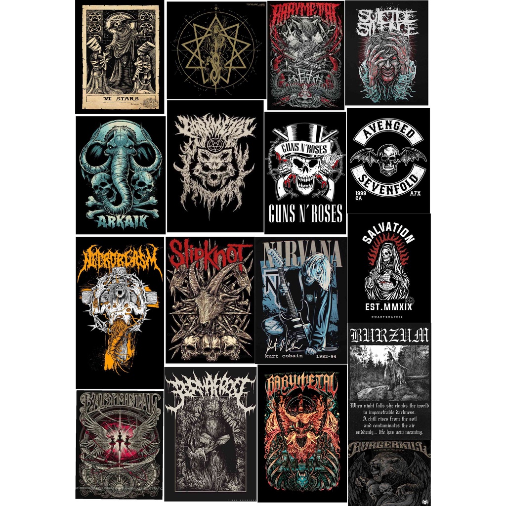 Stiker pack Band Metal Pop rock 17 pcs untuk hp laptop helm