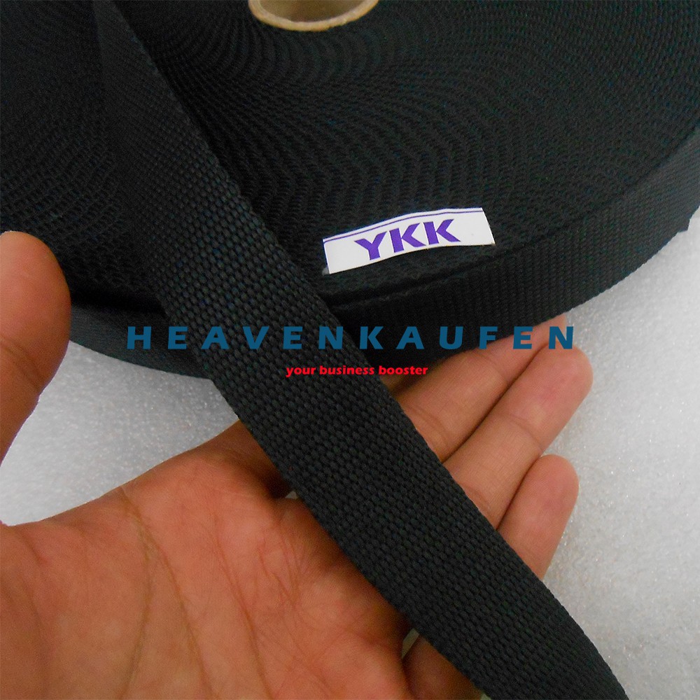 Webbing Tas YKK Lebar 2,5 cm Polyester Warna Hitam Harga Per Meter