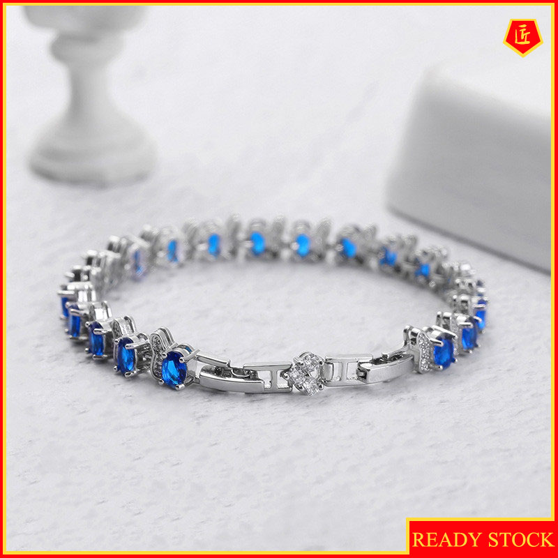 [Ready Stock]Fashion Luxury Micro-Inlaid Diamond Colored Gem Bracelet