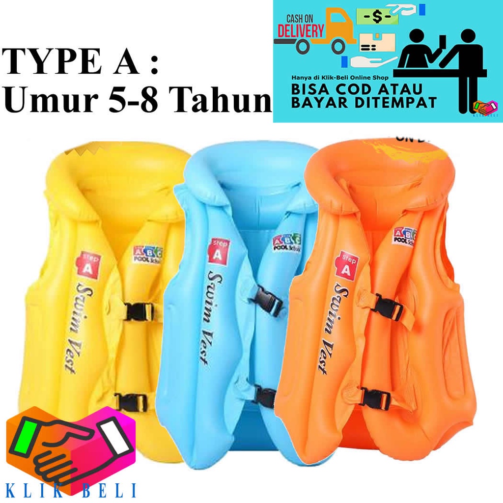 Pelampung Rompi Anak Swim Vest Renang Jaket Step A / B / C Umur 2-12 Tahun Ukuran M / L / XL