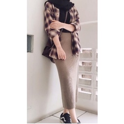 ROK SPAN RAJUT - ROK PREMIUM RAJUT - SPAN ROK - ROK WANITA RAJUT-Rok Khaki
