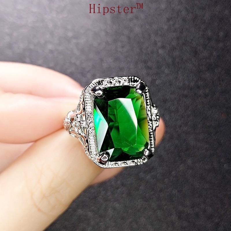 Hot Sale Creative Design Characteristic Hollow Pattern Square Ruby Ring