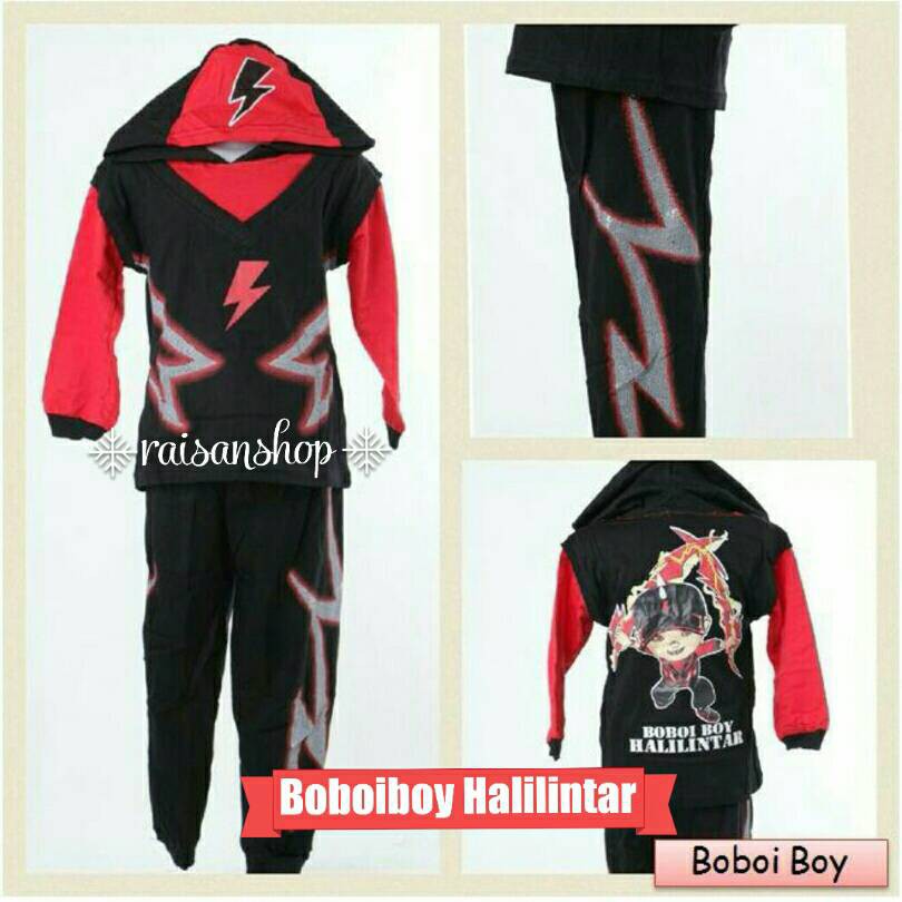 Baju Anak (Boboiboy Halilintar) Baju Kostum Anak Laki laki