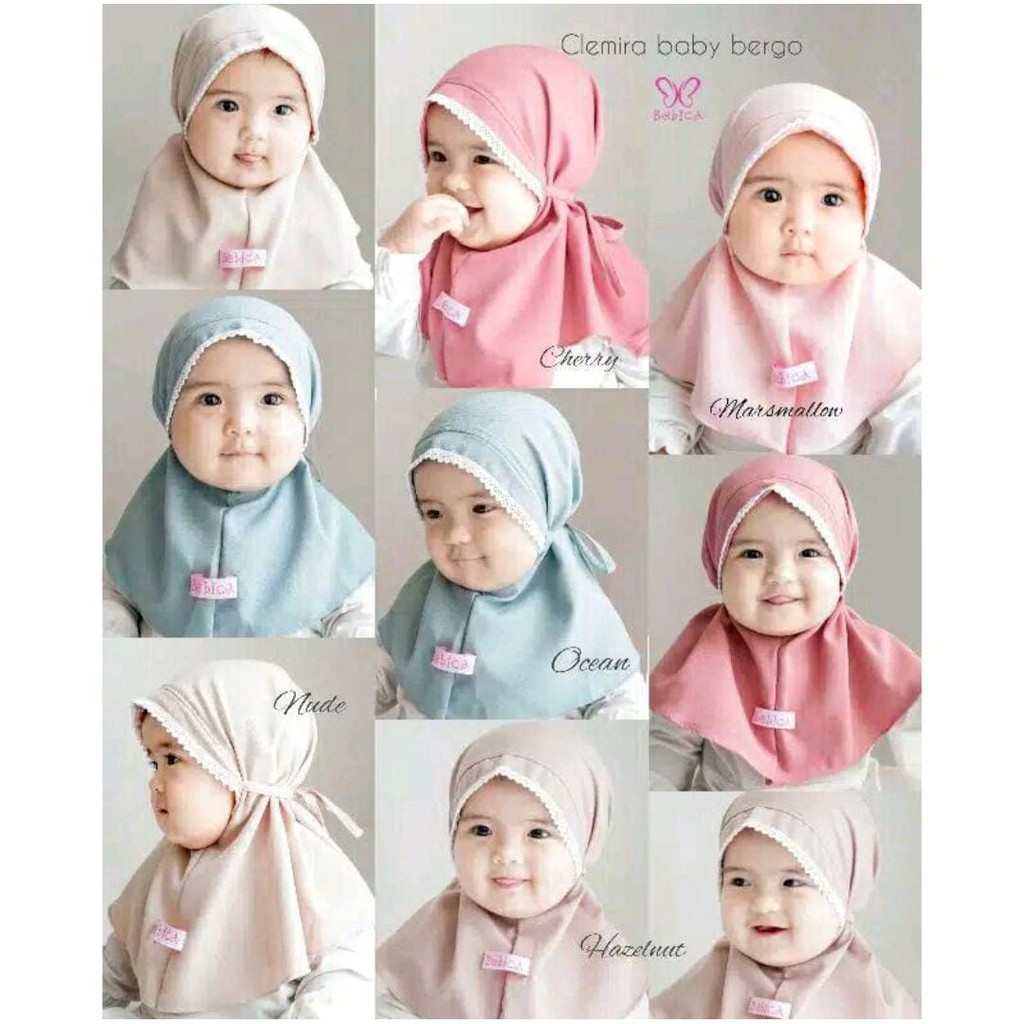 Bergo Bayi Renda kepala Anak Maryam Jilbab Kerudung/anak kids renda kepala 0-1 th