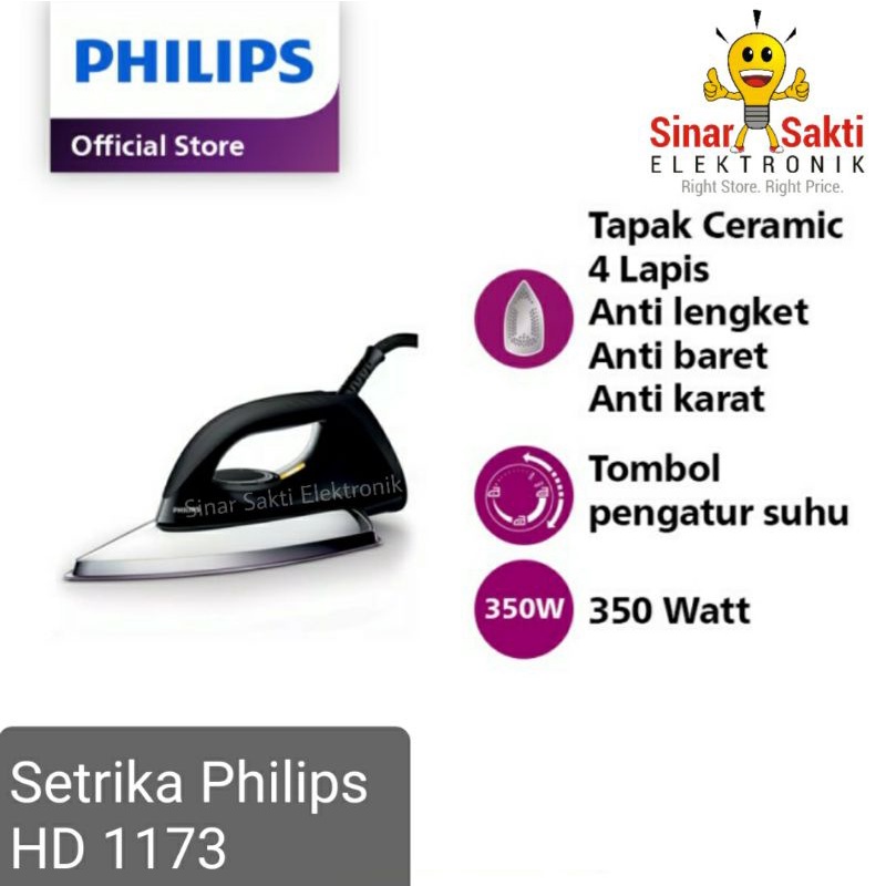 Setrika Philips HD 1173 HD1173 Promo Murah Malang Garansi Resmi Gosokan Strika Phillips