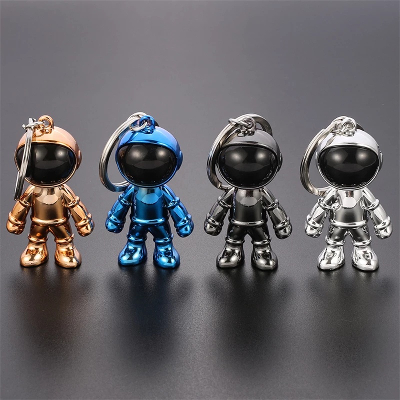 Handmade 3D Astronaut Spaceman Keychain Alloy Gift for Boy Friend Lanyard Key Ring Handbag Pendant