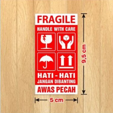 

stiker Lebel FRAGIL HANDLE WITH CARE 9,5x5cm stiker Awas Pecah