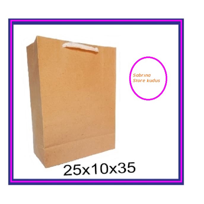 

Paper Bag Coklat Kecil Polos Murah / Kantong Kertas Bungkus Packing Souvenir Aksesoris Kraft / Tas Kertas 25X10x35 Isi 50 pcs