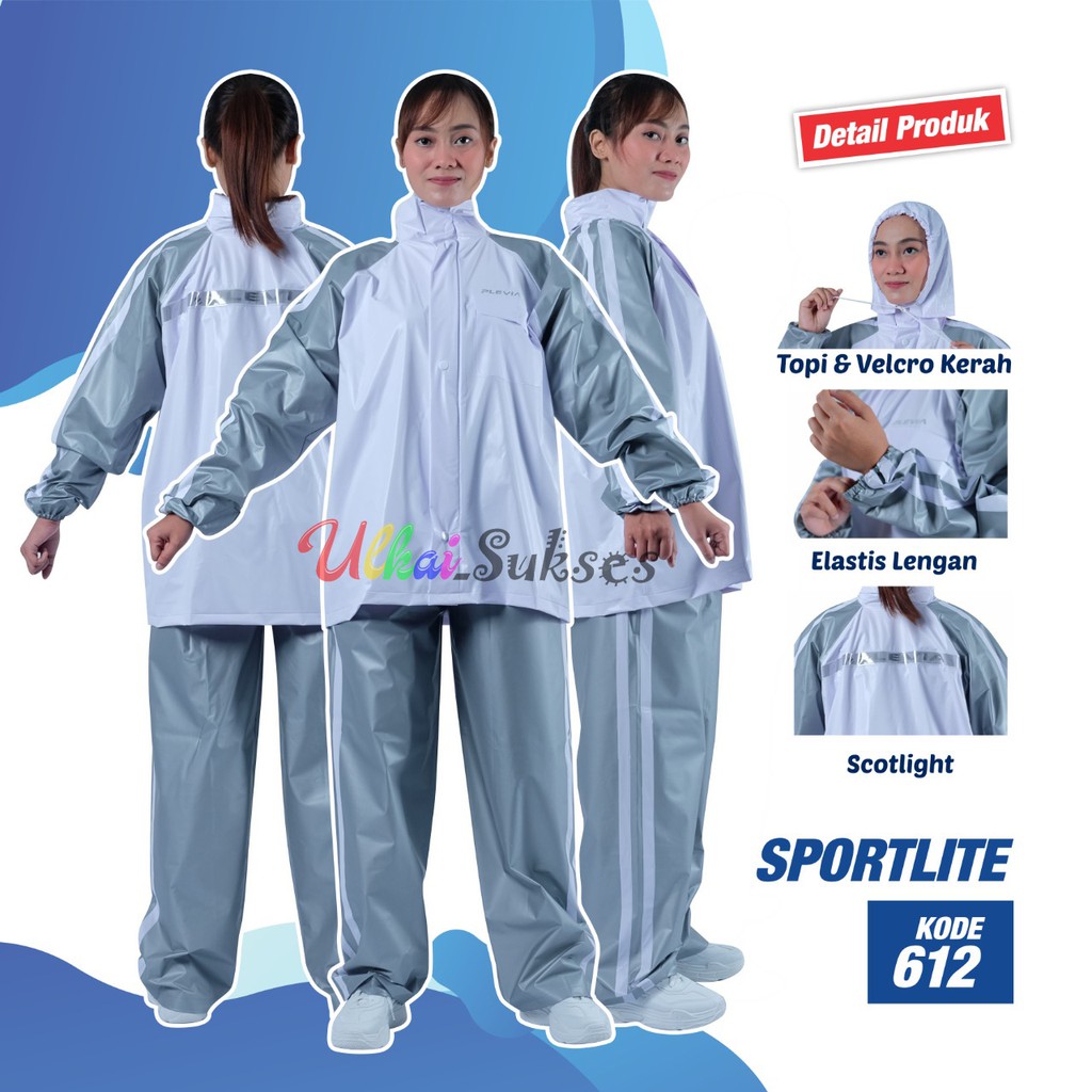 Plevia Jas Hujan Setelan Plevia Jaket Celana Sportlite 612 -Mantel Ujan Raincoat Pria Wanita Murah