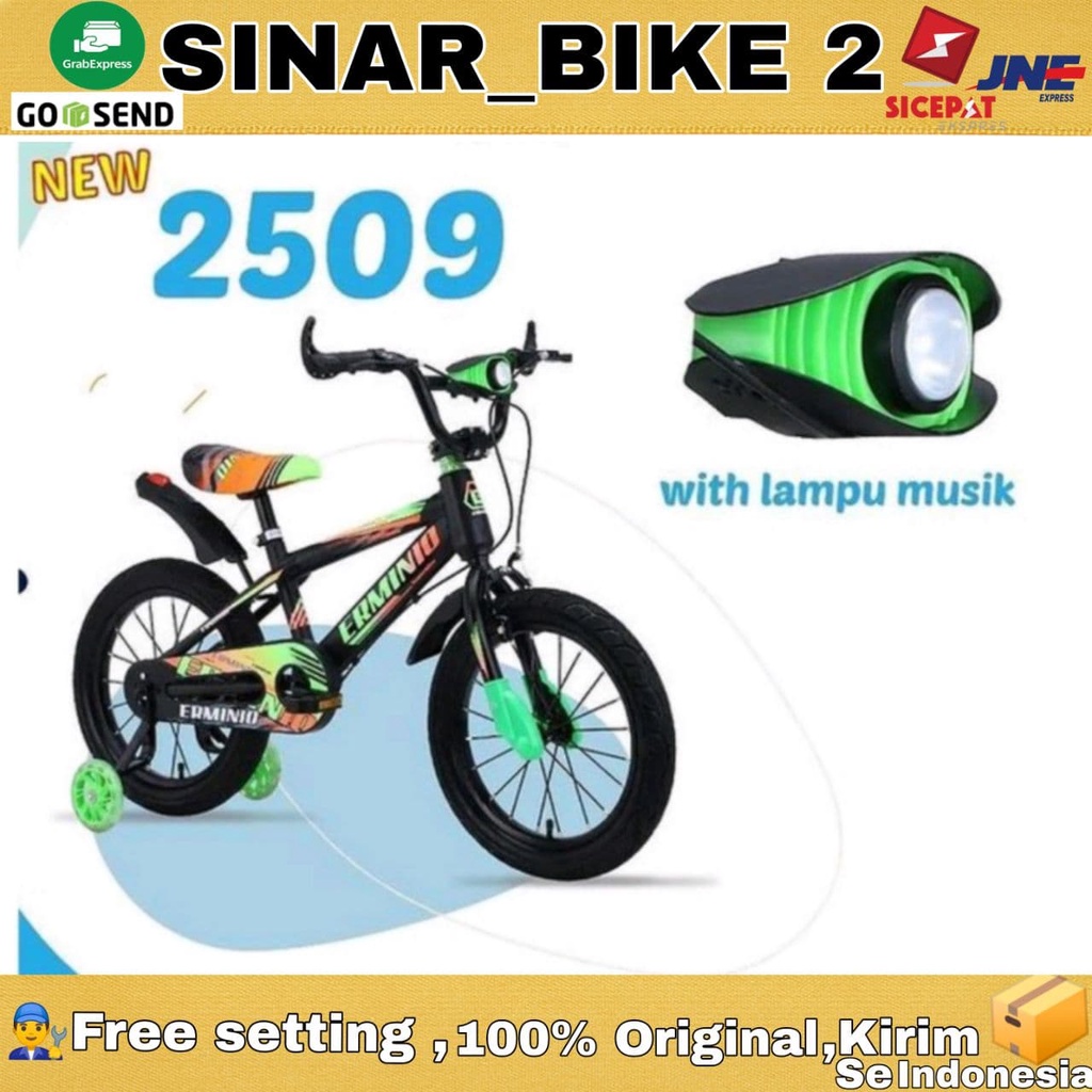 Sepeda Anak Laki BMX ERMINIO New 2509 Ukuran 12 16 18 Musik Dan Lampu