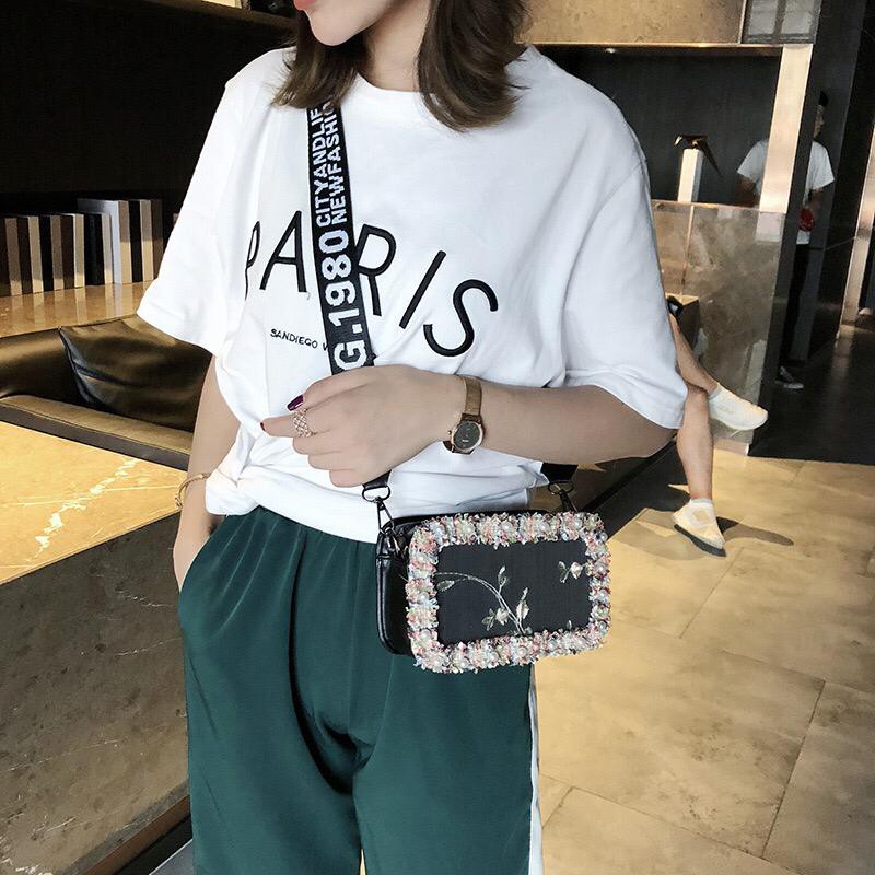 BJ1294 - BLACK/GREEN/PINK/WHITE - TAS SLEMPANG BUNGA FLOWER BAG CLUTCH TAS WANITA FASHION IMPORT MODIS ELEGAN TERMURAH TERLARIS TERBARU BAGSTORE JAKARTA TAS BATAM JTF18174 ELJ294