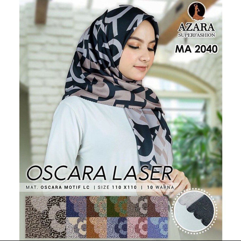 [COD] BELLA SQUARE VOAL / HIJAB AZARA SEGI EMPAT MOTIF / JILBAB OSCARA LASER CUT PREMIUM KODE B