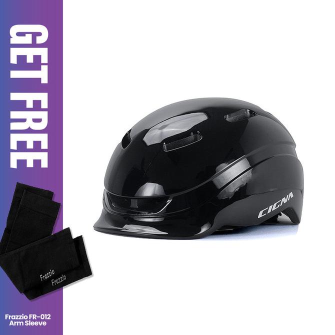 CIGNA GB-2 Bike Ultralight Helmet + Lamp Helm - Helm Sepeda - BLACK