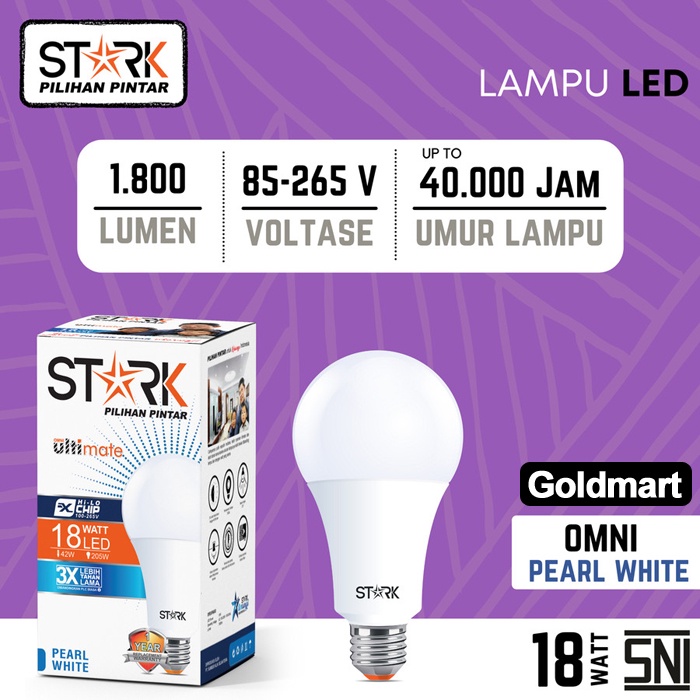 Bohlam Lampu LED 18 Watt STARK E27 Putih Pearl White