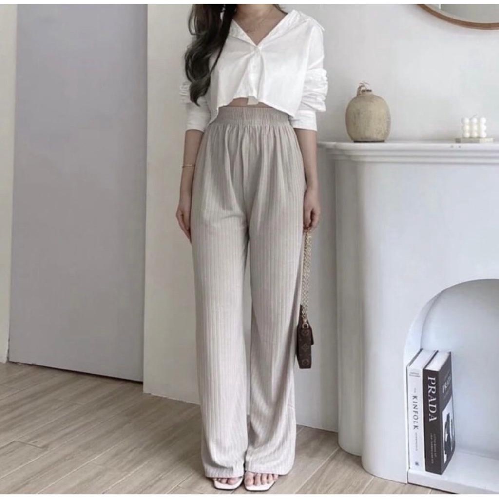 KULOT HIGHWAIST / KULOT RAJUT TEBAL / HIGHWAIST KNITTING PANTS / CELANA KULOT HIGHWAIST RAJUT / CELANA BASIC KULOT PANJANG / FUSCHIA