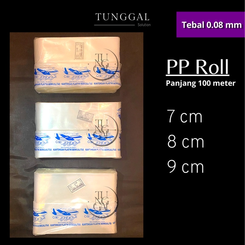 Plastik PP Roll Cap Jet - panjang 100 meter, tebal 0.08 mm : plastik bening tebal, plastik bumbu