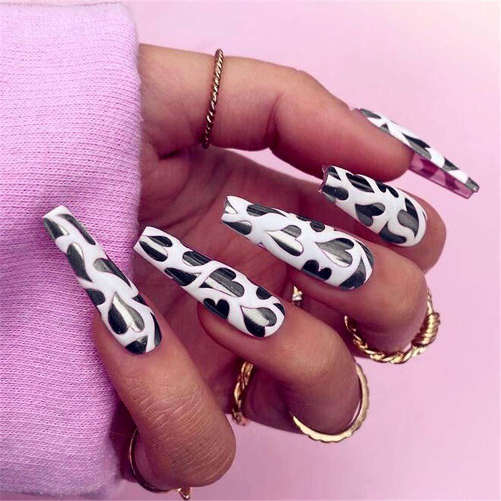 AUGUSTINA Agustina Cinta Hati Stiker Kuku Wanita Liburan Lucu Perekat Diri Peach Jantung DIY Kuku Decals