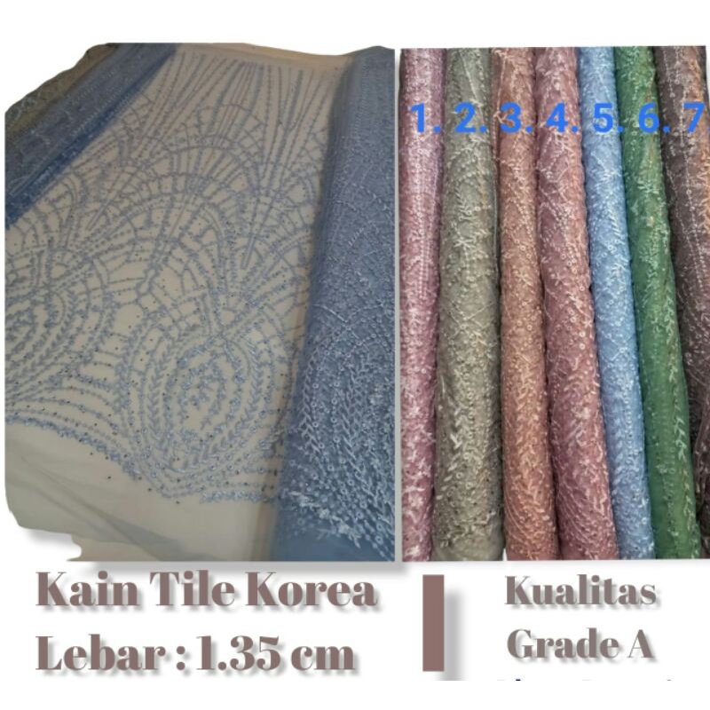 Kain Kebaya Brukat Brokat Tulle Tile Korea Bahan Kebaya Full Payet Elisaab Sequin Kebaya Pengantin•P