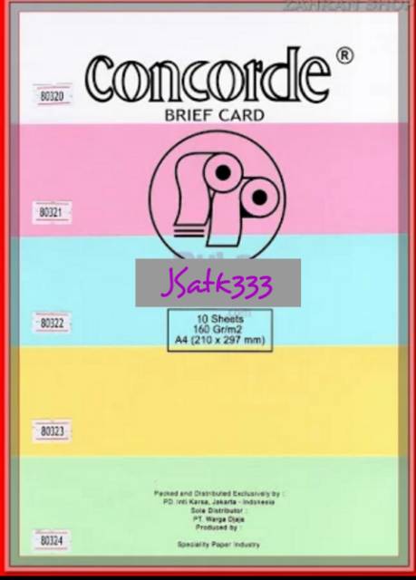 

KERTAS CONCORDE 160/ 220GR Ukuran A4