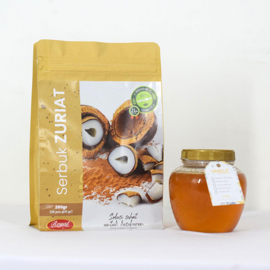 

Royal Paket Promil Bubuk Zuriat 250 gr + Madu Murni Saheela 500 gram Serbuk Zuriyat TokoShobi